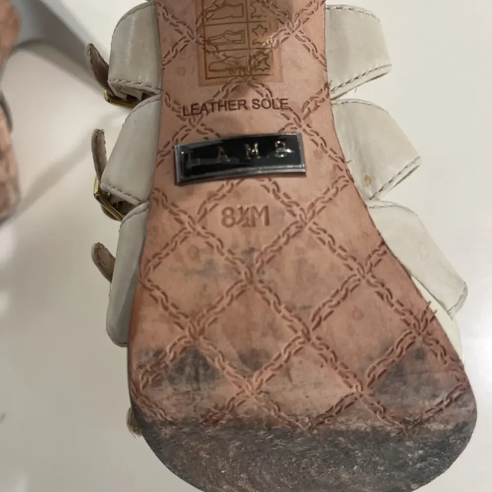 L.A.M.B Gwen Stefani LAMB DAVIN Natural Leather Strappy Pumps Size 8.5
